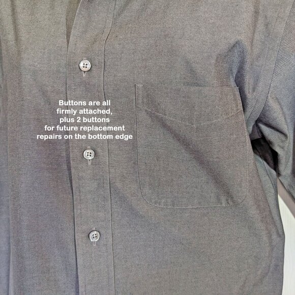 Roundtree & Yorke Gold Label dress shirt, Dark gray, Non Iron cotton, 15/33, VTG - Picture 7 of 16